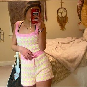 SOLD DO NOT BUY Free People Dream Diamonds Romper in Pink Combo